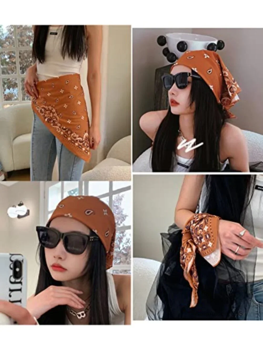 27x27 Satin Hair Scarf Headscarf Neckerchief Polyester